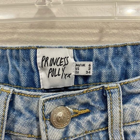 Princess Polly Straight Leg High Rise Blue Jeans Size 2 - Picture 7 of 7